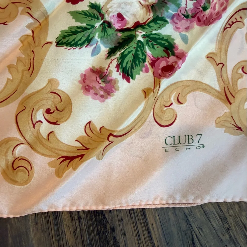 Vintage Echo “Club 7” Floral Scarf 34” x 34”
